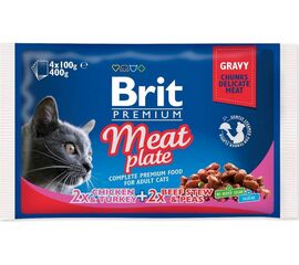 BRIT PREMIUM CAT MEAT PLATE - WET CAT FOOD - 4X100G