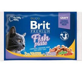 BRIT PREMIUM CAT FISH PLATE - WET CAT FOOD - 4X100G