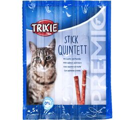 TRIXIE SNACKS PREMIO STICKS-BLACKENED SALMON WITH TROUT-DRY CAT FOOD-5X5G