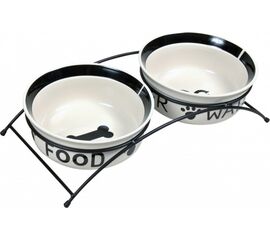 TRIXIE 24641 A SET OF CERAMIC BOWLS ON A STAND 0.6 L