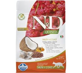 FARMINA N&D QUINOA SKIN&COAT CAT HERRING AND COCONUT ADULT - DRY CAT FOOD - 300 G
