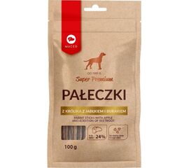 MACED RABBIT STICKS WITH APPLE AND ADDITION OF BEETROOT - DOG TREAT - 100G