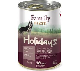 FAMILY FIRST HOLIDAYS ADULT VENISON, GOOSE, APPLE - WET DOG FOOD - 400 G