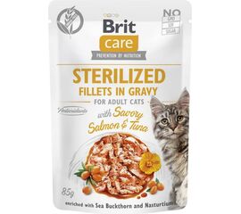 BRIT CARE CAT STERYLIZED SALOMON&TUNA POUCH 85G