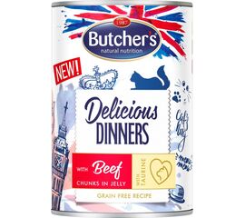 BUTCHER'S DELICIOUS DINNERS PIECES OF BEEF IN JELLY - WET CAT FOOD - 400G