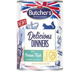 BUTCHER'S DELICIOUS DINNERS OCEAN FISH CHUNKS IN JELLY - WET CAT FOOD - 400 G