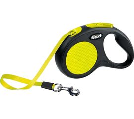 FLEXI NEW NEON 5 M BLACK, YELLOW DOG RETRACTABLE LEAD
