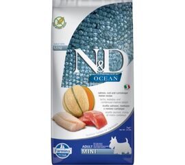 FARMINA N&D OCEAN DOG SALMON, COD, CANTALOUPE, MELON ADULT MINI - DRY DOG FOOD - 7 KG