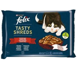 PURINA NESTLE FELIX TASTY SHREDS WITH BEEF AND CHICKEN - 4X 80G
