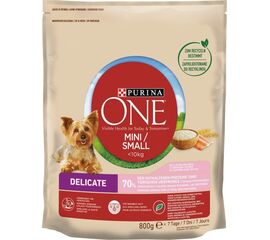 PURINA NESTLE PURINA ONE MINI DELICATE SALMON, RICE - DRY DOG FOOD - 800 G