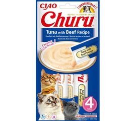 INABA CHURU TUNA WITH BEEF RECIPE - CAT TREATS - 4X14 G