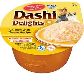 INABA DASHI DELIGHTS CHICKEN WITH CHEESE IN BROTH - CAT TREATS - 70G