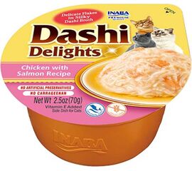 INABA DASHI DELIGHTS CHICKEN WITH SALMON IN BROTH - CAT TREATS - 70G