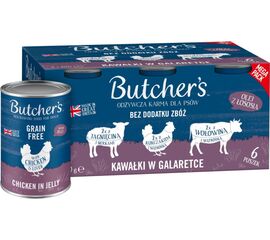BUTCHER'S ORIGINAL RECIPE IN JELLY MIX SMAKÓW Z WĄTRÓBKĄ LUB NERKAMI KAWAŁKI W GALARETCE KARMA DLA PSA 6 X 400G