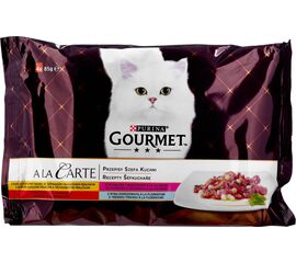 PURINA NESTLE GOURMET A LA CARTE CHICKEN, TROUT, BEEF, AND FISH - WET CAT FOOD - 4 X 85 G