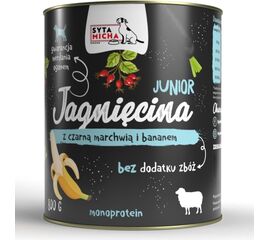 SYTA MICHA MOKRA KARMA DLA SZCZENIĄT JAGNIĘCINA Z CZARNĄ MARCHWIĄ I BANANEM 800G