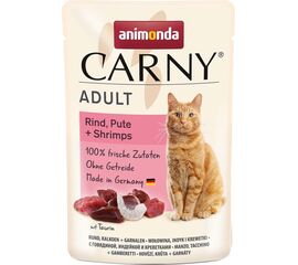 ANIMONDA CARNY ADULT BEEF, TURKEY AND SHRIMPS - WET CAT FOOD - 85G