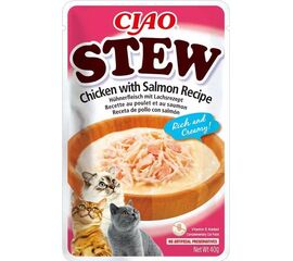 INABA CIAO STEW CHICKEN & SALMON - CAT TREATS - 12X40G