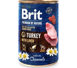 BRIT PREMIUM BY NATURE TURKEY&LIVER - MOKRA KARMA DLA SZCZENIAKA - 400G