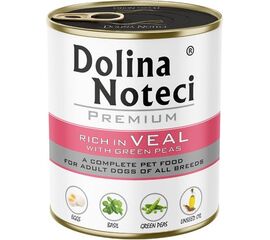DOLINA NOTECI PREMIUM RICH IN VEAL WITH GREEN PEAS – WET DOG FOOD – 800G