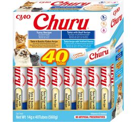 INABA CHURU VARIETY BOX TUNA WITH SEAFOOD - CAT TREATS - 40 X 14G