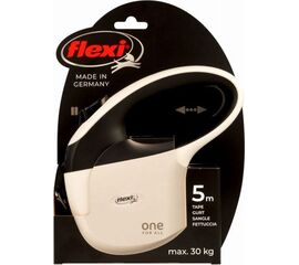 FLEXI ONE FOR ALL S WHITE - BLACK - AUTOMATIC DOG LEASH FOR DOGS UP TO 30KG - 5M
