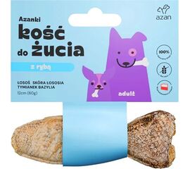 BRIT AZANKI BONE WITH SALMON IN SALMON SKIN WITH THYME AND BASIL IN FISH SHAPE - TREAT FOR DOGS - 12 CM