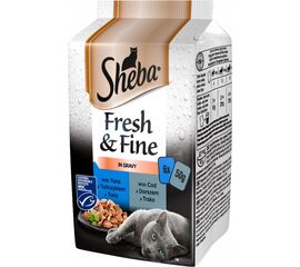 SHEBA FRESH & FINE MINI FISH DISHES IN SAUCE 6 X 50G