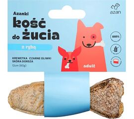 BRIT AZANKI BONE WITH SHRIMP AND BLACK OLIVES IN COD SKIN SHAPED LIKE A FISH – DOG TREAT – 12 CM