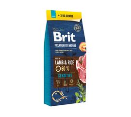BRIT PREMIUM BY NATURE SENSITIVE LAMB AND RICE - DRY DOG FOOD - 15KG + 3KG