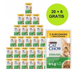 PURINA NESTLE PURINA CAT CHOW STERILISED WITH CHICKEN AND EGGPLANT IN SAUCE - WET CAT FOOD - 26X85G (20 + 6 GRATIS)