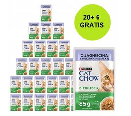 PURINA NESTLE PURINA CAT CHOW STERILISED WITH LAMB AND GREEN BEANS IN SAUCE - WET CAT FOOD - 26X85G (20 + 6 GRATIS)