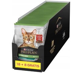 PURINA NESTLE PURINA PRO PLAN STERILISED ADULT MAINTENANCE PIECES WITH BEEF IN SAUCE - WET CAT FOOD - 26X85G (18 + 8 GRATIS)