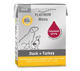PLATINUM MENU ADULT DUCK+TURKEY  - WET DOG FOOD - 375G