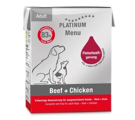 PLATINUM MENU ADULT BEEF+CHICKEN  - WET DOG FOOD - 375G