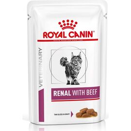 ROYAL CANIN VET RENAL FELINE WITH BEEF WET CAT FOOD CHUNKS IN SAUCE CHICKEN, PORK, BEEF 12X85 G