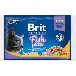 BRIT PREMIUM CAT FISH PLATE - WET CAT FOOD - 4X100G