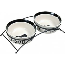 TRIXIE 24641 A SET OF CERAMIC BOWLS ON A STAND 0.6 L