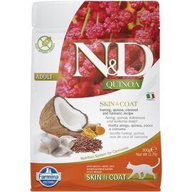 FARMINA N&D QUINOA SKIN&COAT CAT HERRING AND COCONUT ADULT - DRY CAT FOOD - 300 G