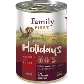 FAMILY FIRST HOLIDAYS ADULT BEEF WITH BEETS - WET DOG FOOD - 400 G