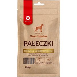 MACED RABBIT STICKS WITH APPLE AND ADDITION OF BEETROOT - DOG TREAT - 100G
