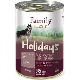 FAMILY FIRST HOLIDAYS ADULT VENISON, GOOSE, APPLE - WET DOG FOOD - 400 G