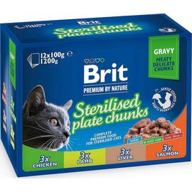 BRIT PREMIUM CAT STERILISED PLATE - WET CAT FOOD - 12X100G