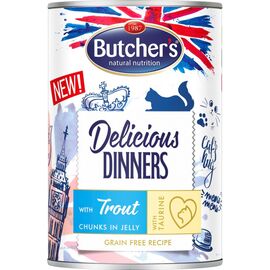 BUTCHER'S DELICIOUS DINNERS PIECES WITH TROUT IN JELLY - WET CAT FOOD - 400G