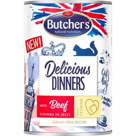 BUTCHER'S DELICIOUS DINNERS PIECES OF BEEF IN JELLY - WET CAT FOOD - 400G