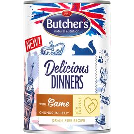 BUTCHER'S DELICIOUS DINNERS PIECES WITH VENISON IN JELLY - WET CAT FOOD - 400G
