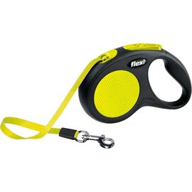 FLEXI NEW NEON 5 M BLACK, YELLOW DOG RETRACTABLE LEAD