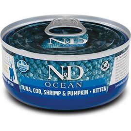 FARMINA N&D CAT OCEAN TUNA,COD,SHRIMP&PUMPKIN KITTEN 70G