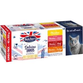 BUTCHER'S DELICIOUS DINNERS JUMBO PACK - WET CAT FOOD - 4 X 100G
