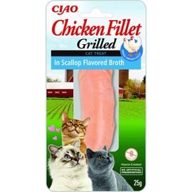 INABA GRILLED CHICKEN EXTRA TENDER FILLET IN SCALLOP FLAVORED BROTH - CAT TREATS - 25 G